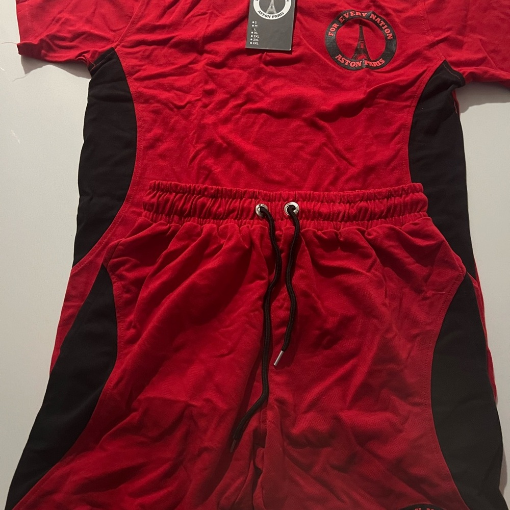 & Other Stories Red and Black Athletic Men's Shorts